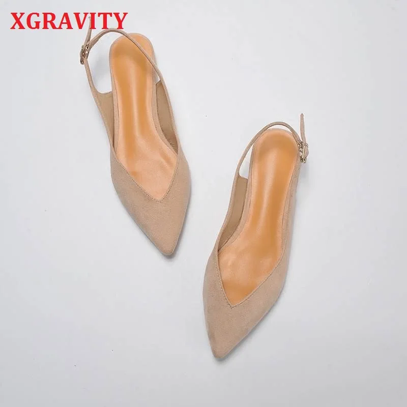 XGRAVITY/европейский и американский стиль; повседневные модные тапочки на плоской подошве с острым носком; дизайнерская женская обувь с v-образным вырезом; универсальная простая обувь; A139