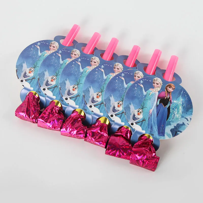 Blow out 6pcs Frozen Party Anna Snow Baby Birthday Party Decorations Kids Girl Party Supplies Party Decoration Set baby shower - Цвет: Blow out 6pcs