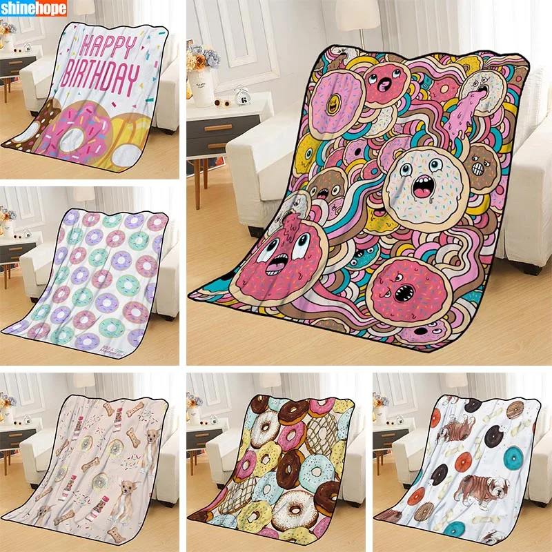 ?? カスタムドーナツパターン毛布ベッドスローブランケットソフトブランケット夏毛布アニメ毛布旅行毛布