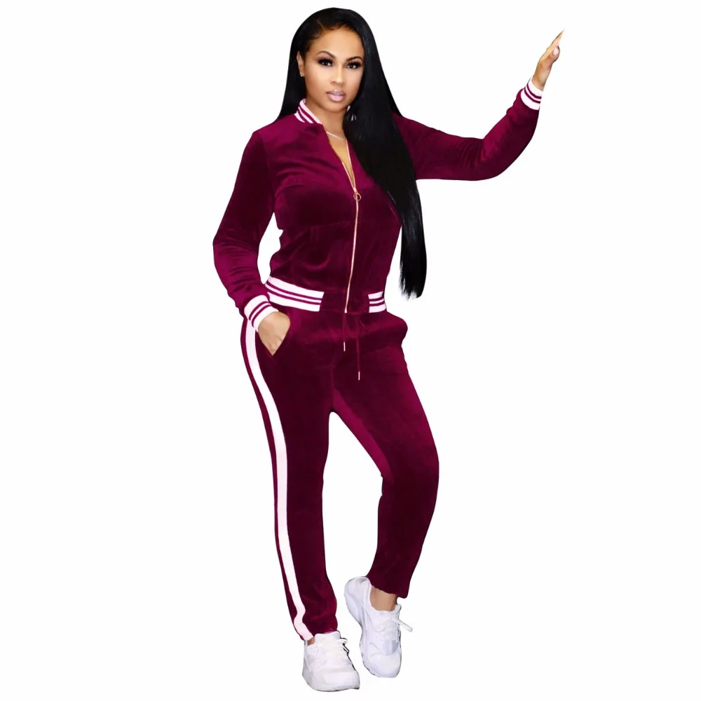 Комплект из 2 предметов повседневный спортивный костюм велюровая куртка на