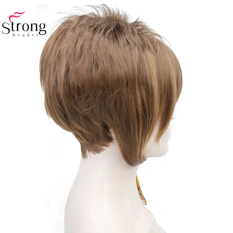StrongBeauty Асимметричные боковые пряди блондинка короткие прямые синтетические волосы парик выбор цвета - Цвет: 30F27