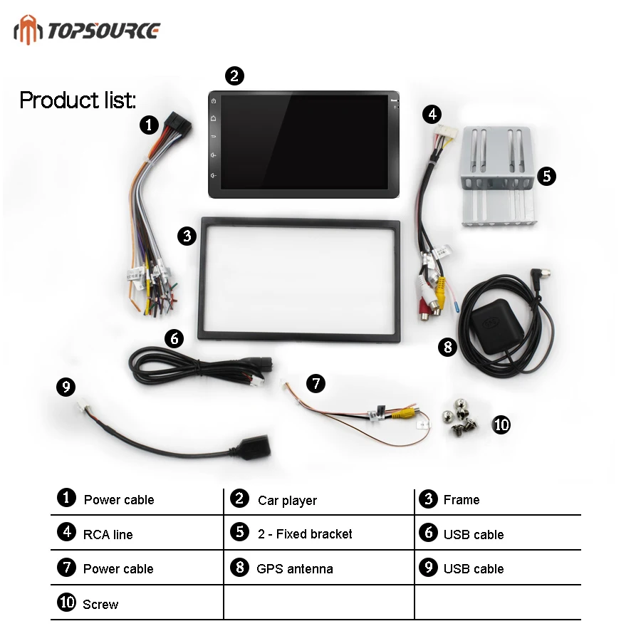 Универсальный Автомобильный мультимедийный плеер TOPSOURCE 7 дюймов 2 Din Android