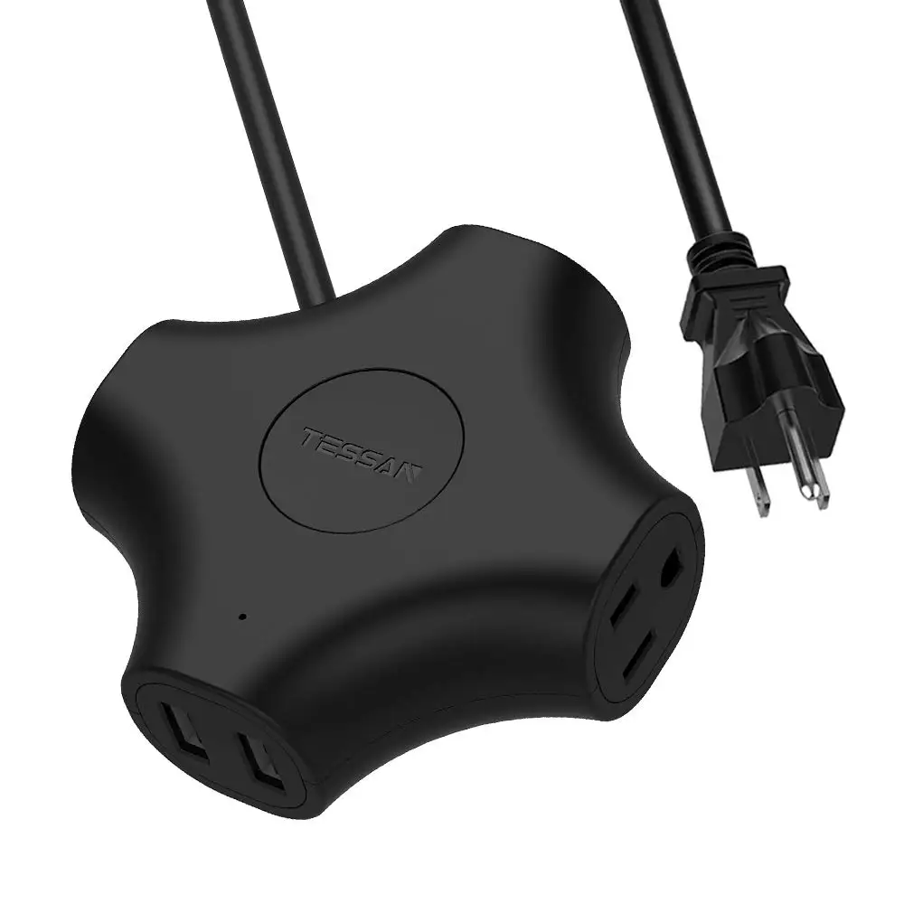 TESSAN Мини дорожный блок питания с 2 Смарт usb портами, 3 розетки портативная зарядная станция с 5ft гнездо для шнура удлинителя для нас