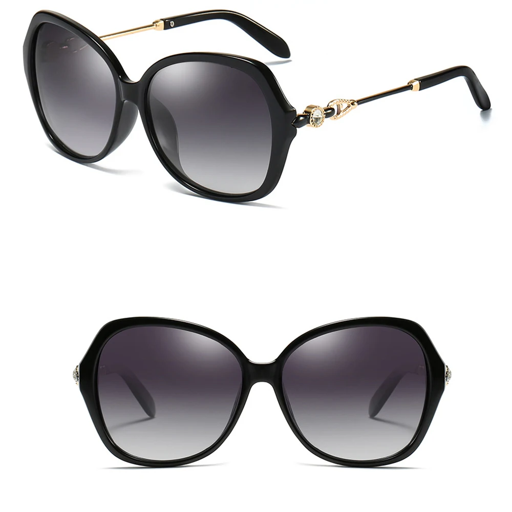 Модные женские солнцезащитные очки с бабочками и бриллиантами поляризационные