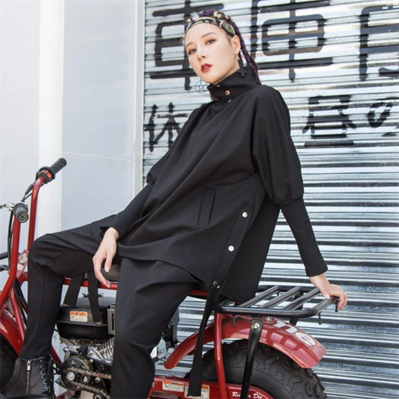 Женская толстовка с высоким воротником длинным рукавом свободная уличная одежда