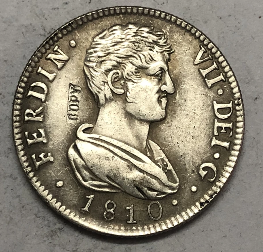 

1810 (SG) Испания 4 Reales-Fernando VII 1-я портретная копия Посеребренная монета
