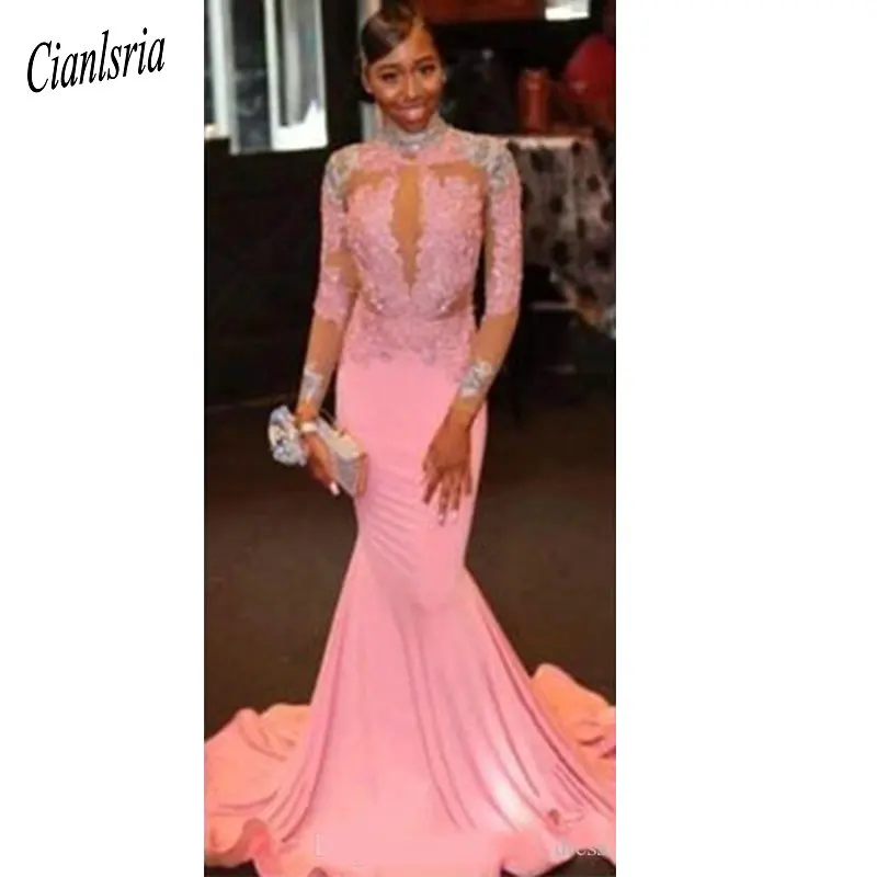 Винтажное Прозрачное платье для выпускного вечера с длинным рукавом|Платья на