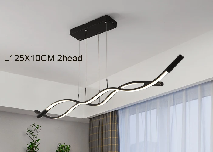 L125X10CM 2head VEIHAO, простая люстра, современный светодиодный, для гостиной, столовой, кухни, кафе, бара, белый, черный, украшение для дома, люстра, AC90-260V - Цвет абажура: L125X10CM 2head