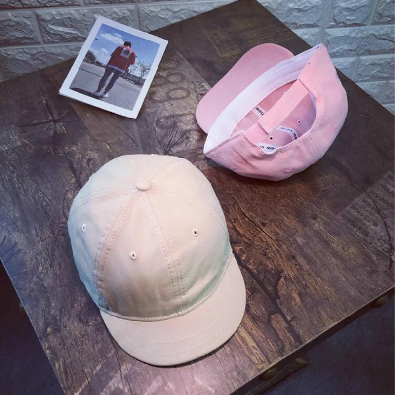 Cotton Short Brim Baseball Cap For Women Men Solid Soft Brim Snapback Hat Female Vintage Trucker Hat Retro Male Cap Gorras