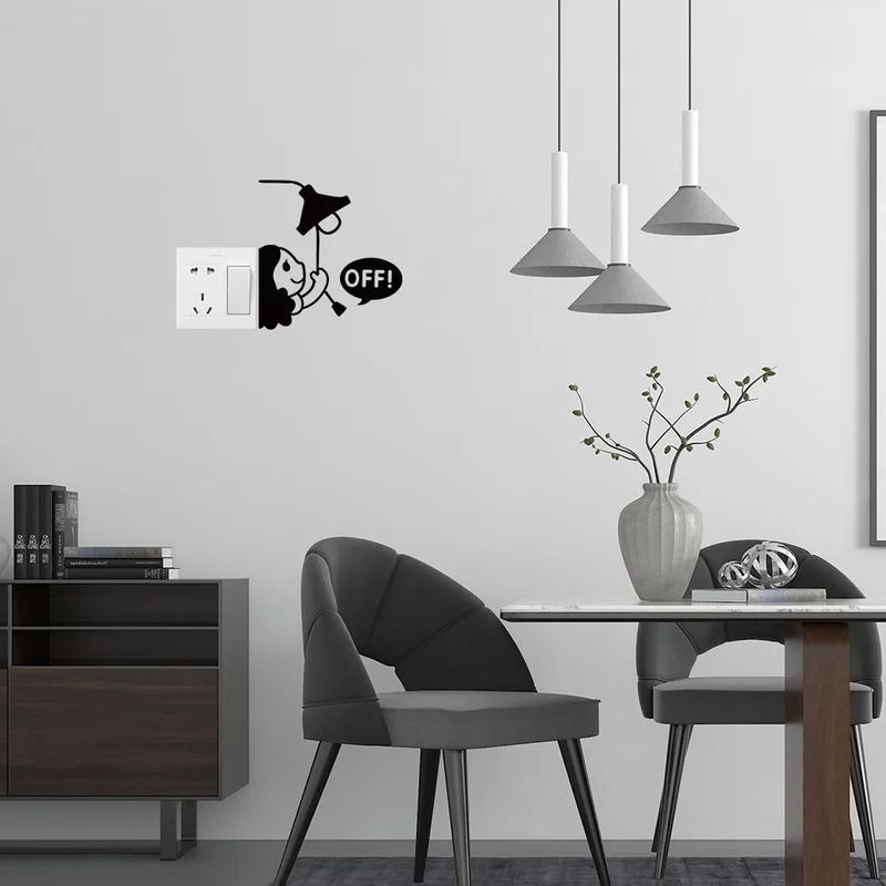DIY креативные черные девушки мультфильм Съемные Наклейки на выключатель ПВХ