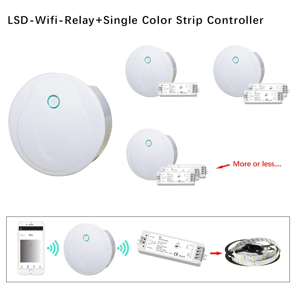 Светодиодный PWM Беспроводной RF Диммер 2,4 г 4-Zone/Wi-Fi пульт для Управление DC12-24V Яркость регулировка для Светодиодные ленты