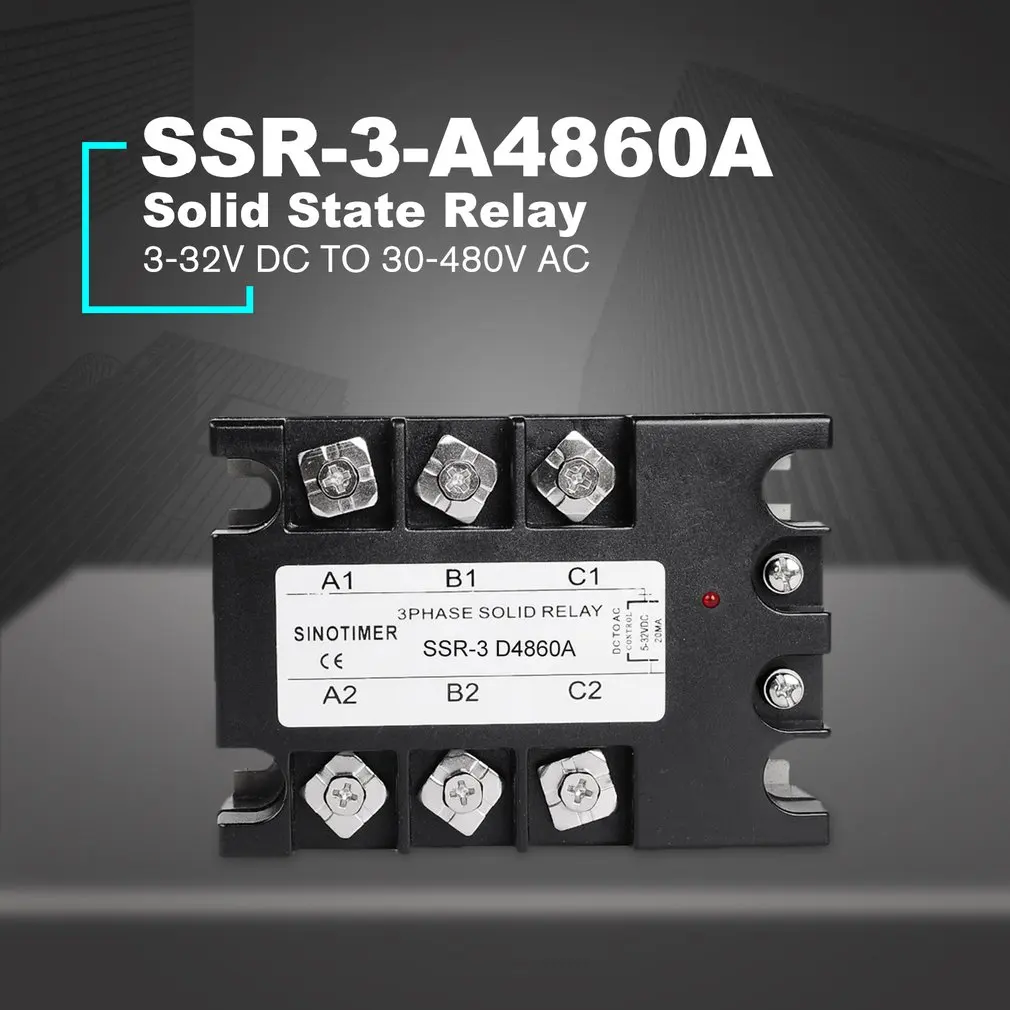 Твердотельные реле AC-AC SSR-3A4810A 25A 40A 60A 80A 100A 90-280VAC до 30-480VAC нагрузки три фазы для контроля температуры