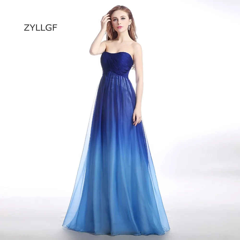 ZYLLGF Vestidos De Fiestas Elegante Noche Largo A Line без бретелек Abiti Da Sera Lunghi 2017 градиентное вечернее