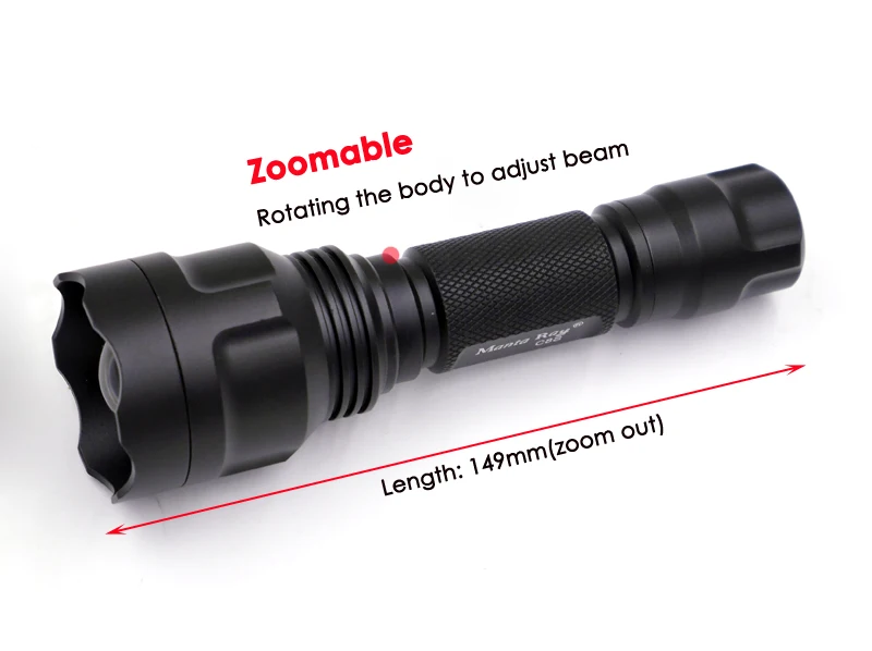 Zoom Manta Ray C8s черный УФ 365nm светодиодный светильник вспышки, nichia 365UV 6 Вт в стороне, УФ лампа светильник, флуоресцентный агент обнаружения, УФ отверждения