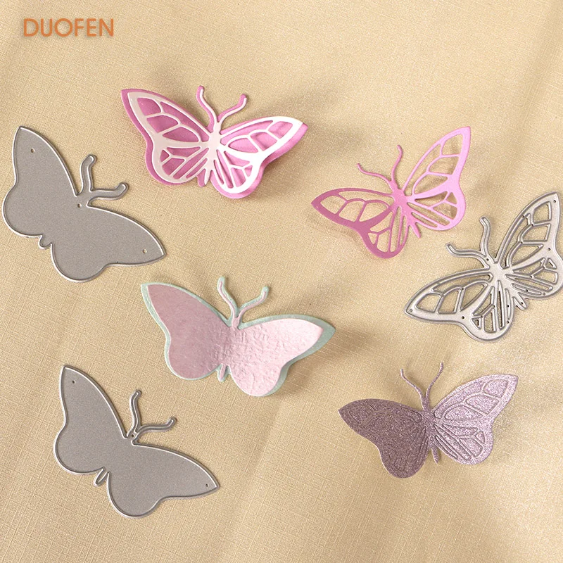 

DUOFEN METAL CUTTING DIES 010093 3pcs small butterflies cutout lace hollow embossing stencil DIY Scrapbook Paper Album 2018 new
