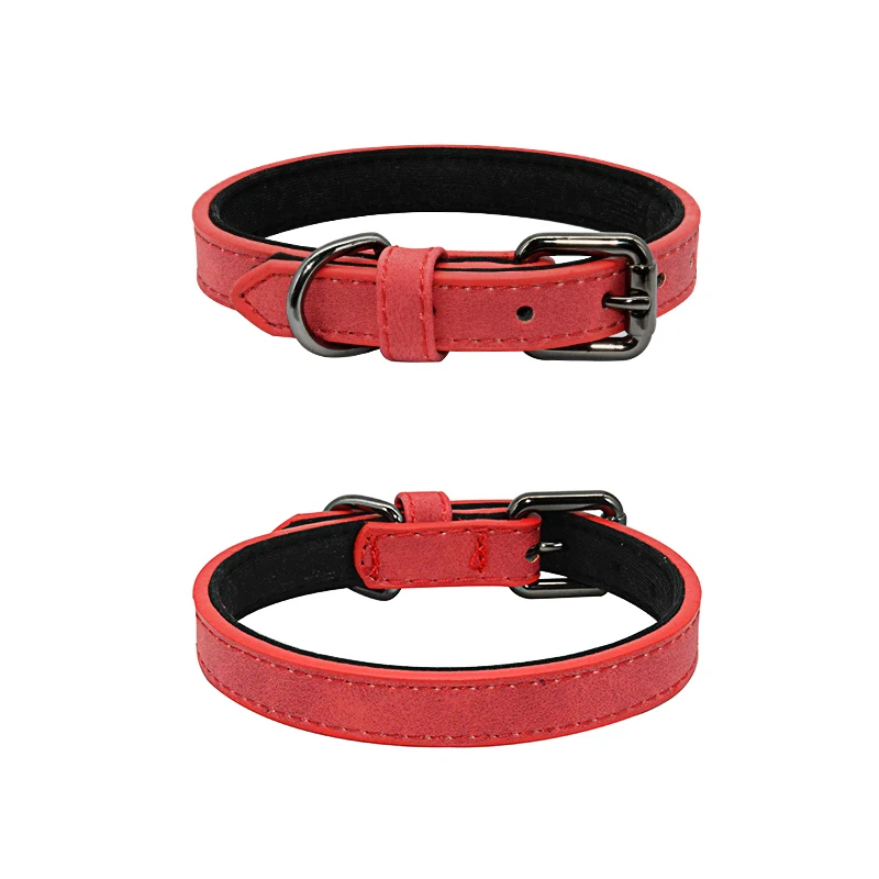 Красный Padded Diving Cloth Leather Dog Collar For Small Medium Large Dog Labrador Bulldog Heavy Alloy Soft Pet Cat Puppy Dog Collar - Цвет: Красный