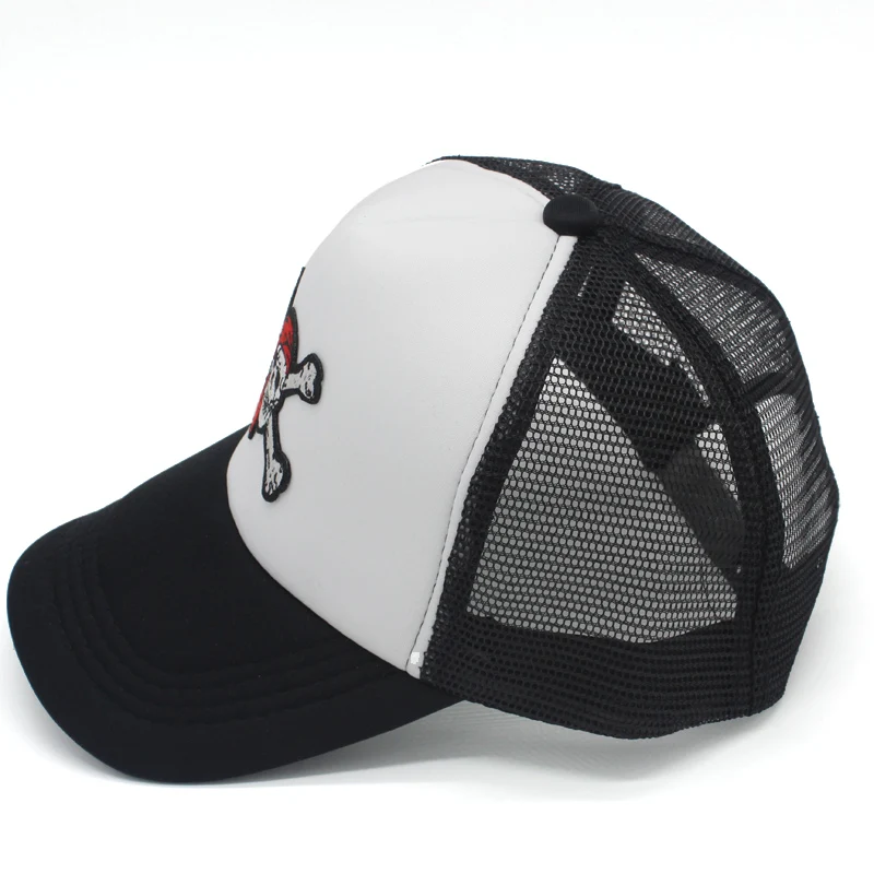 Пиратский череп логотип сетки Бейсбол Кепки s casquette 5 Панель SnapBack Gorras Открытый Sunhat