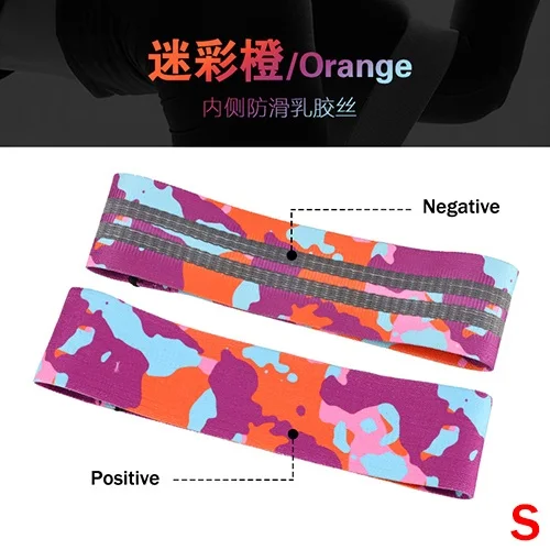Camouflage orange S Напечатанный узор, Эспандеры для бедер, для упражнений на ноги, эластичные ленты для фитнеса, спортзала, йоги, растяжки, тренировки, оборудование для тренировок - Цвет: Camouflage orange S