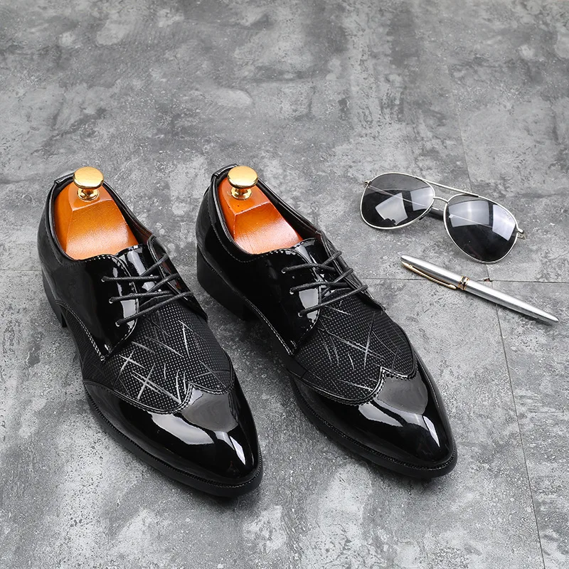 Мужские классические туфли на шнуровке черные мягкие мокасины из искусственной