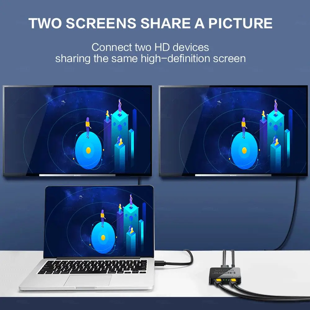 HDCP 4K HDMI split ter Full HD 1080p видео HDMI коммутатор 1X2 split 1 in 2 Out усилитель двойной дисплей для HDTV DVD PS3 Xbox