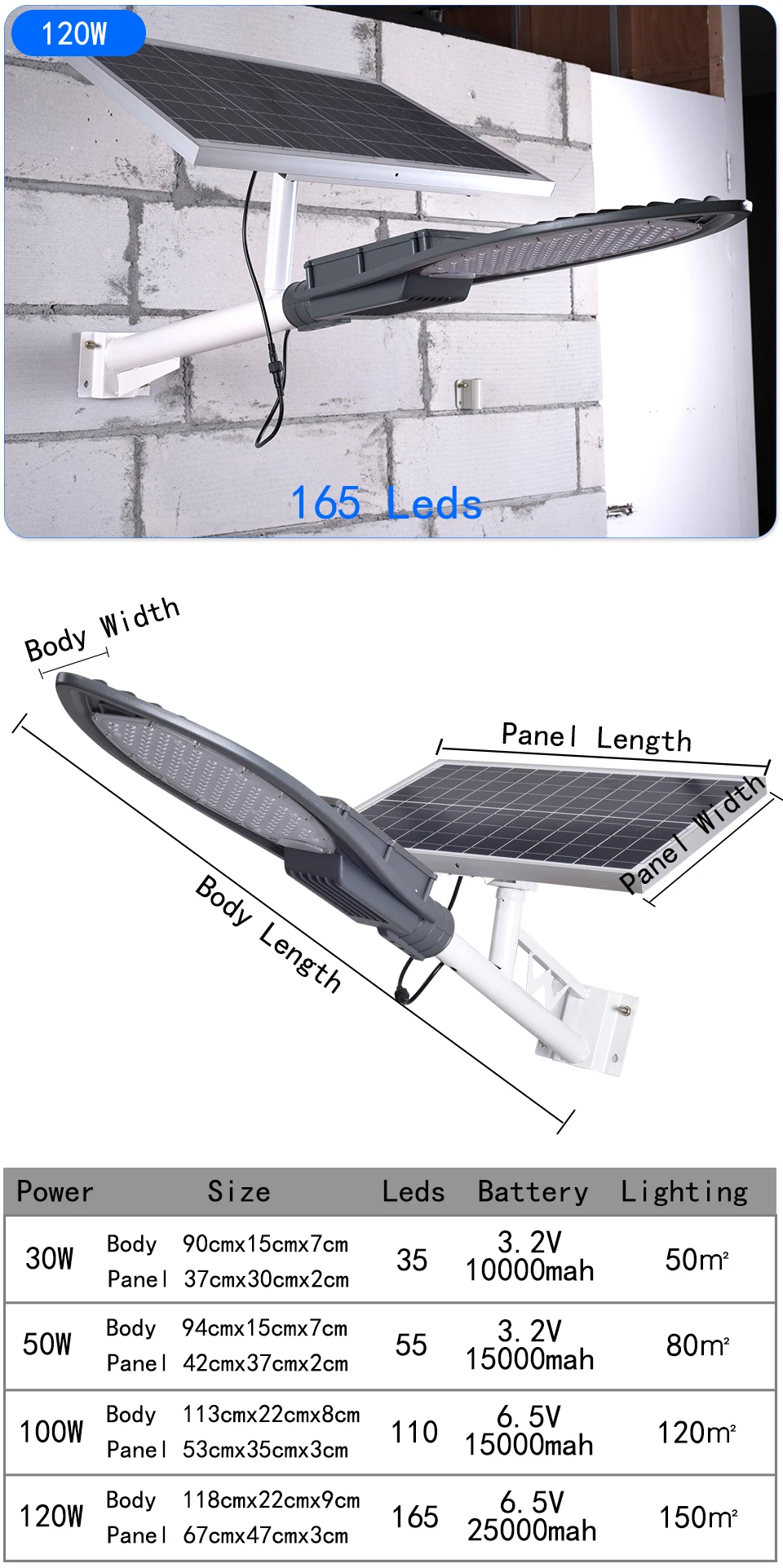 Solar Lamp Outdoor Lighting led street light Plaza Waterproof 30W-150W 12V Led Solar Light For Garden Parking lot Pole Light
