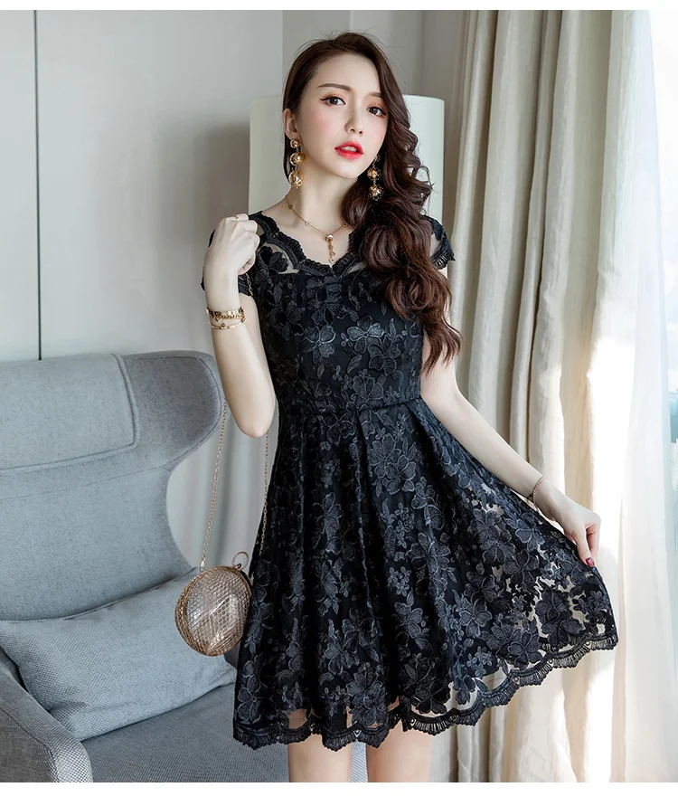 Женское кружевное платье Летнее бальное большого размера с завязками на талии