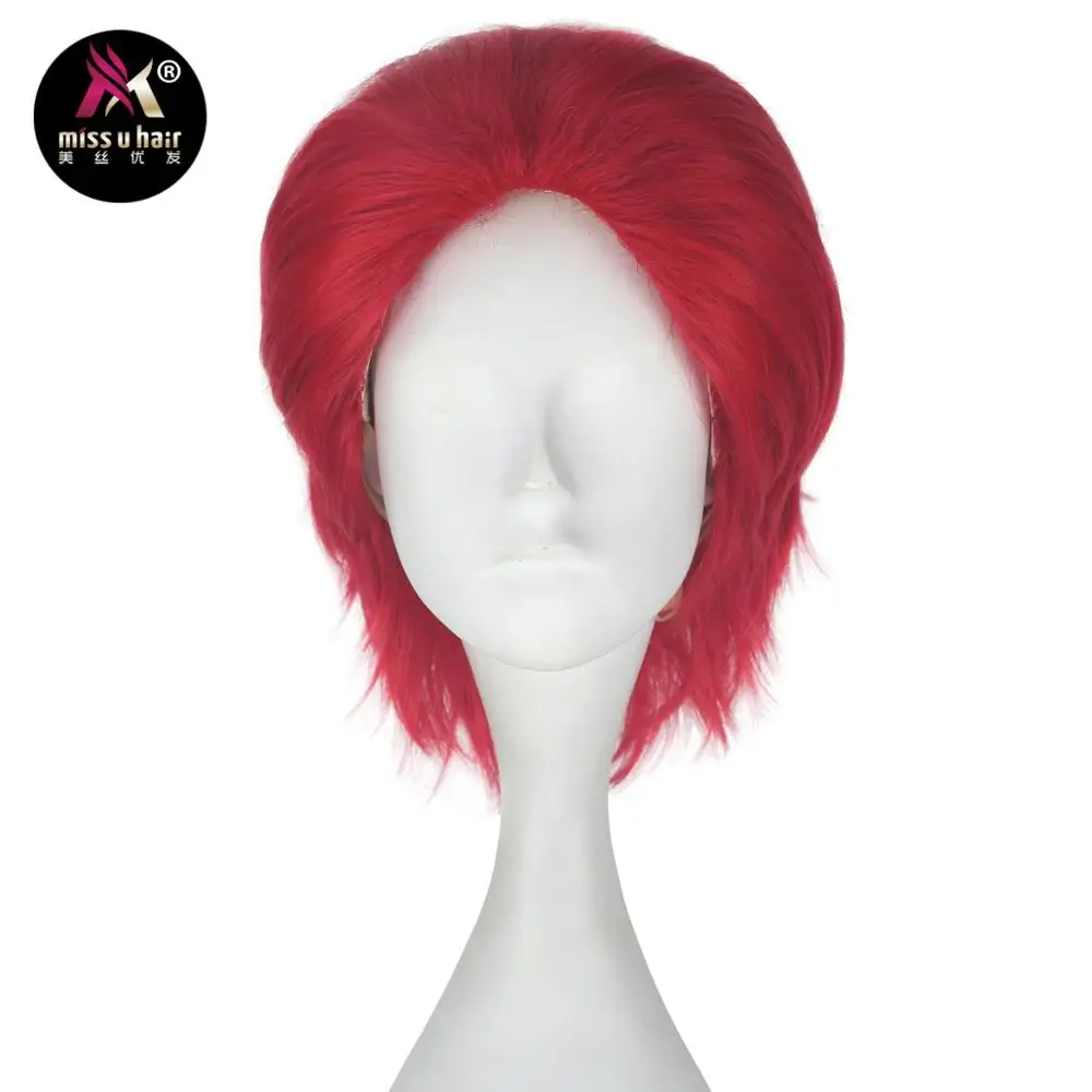 C255-A06 Miss U Hair для мужчин унисекс 33 см короткие прямые волосы синтетические Auburn черный красный цвет Хэллоуин косплей костюм парик ролевые игры парик - Цвет: C255-A06