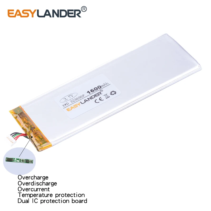 323696 3 7 V 1600mAh перезаряжаемый литий полимерный аккумулятор для Китай клон 4 дюймов I6