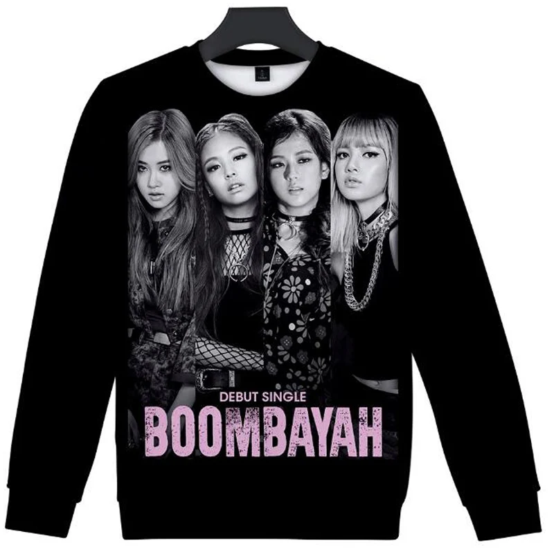 Корейская мода K POP KPOP черный, розовый, черный, черный, розовый альбом Дженни Роза Лиза JISOO 3D печать толстовки для женщин и мужчин Clothes одежда