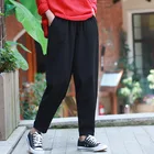 Брюки-султанки Женские однотонные до щиколотки, повседневные свободные штаны со средней талией, одежда для работы, черные белые, осень-лето 2018