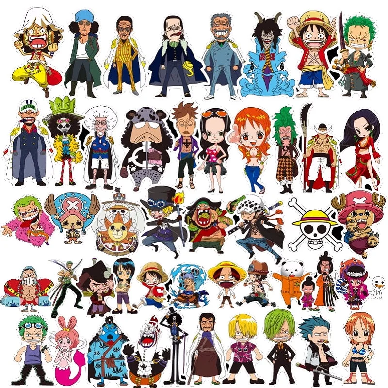 One Piece sticker 48PCS cool Anime cartoon Luffy waterproof suitcase boxes laptop guitar luggage bicycle toy lovely stickers | Игрушки и