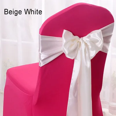 Beige White 50 шт. 16*275 см Атласный Галстук-бабочка для украшения стула банкета отеля свадьбы вечеринки - Цвет: Beige White