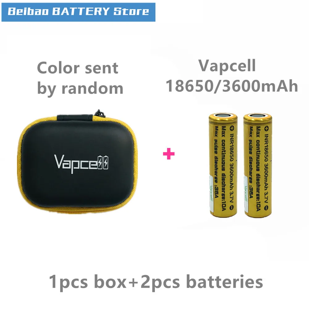 Vapcell INR 18650 аккумулятор 3600 мАч 35A аккумуляторная батарея для E-CIG дыма с Xtar VC2 зарядное устройство Nitecore зарядное устройство Liitokala чехол - Цвет: Синий