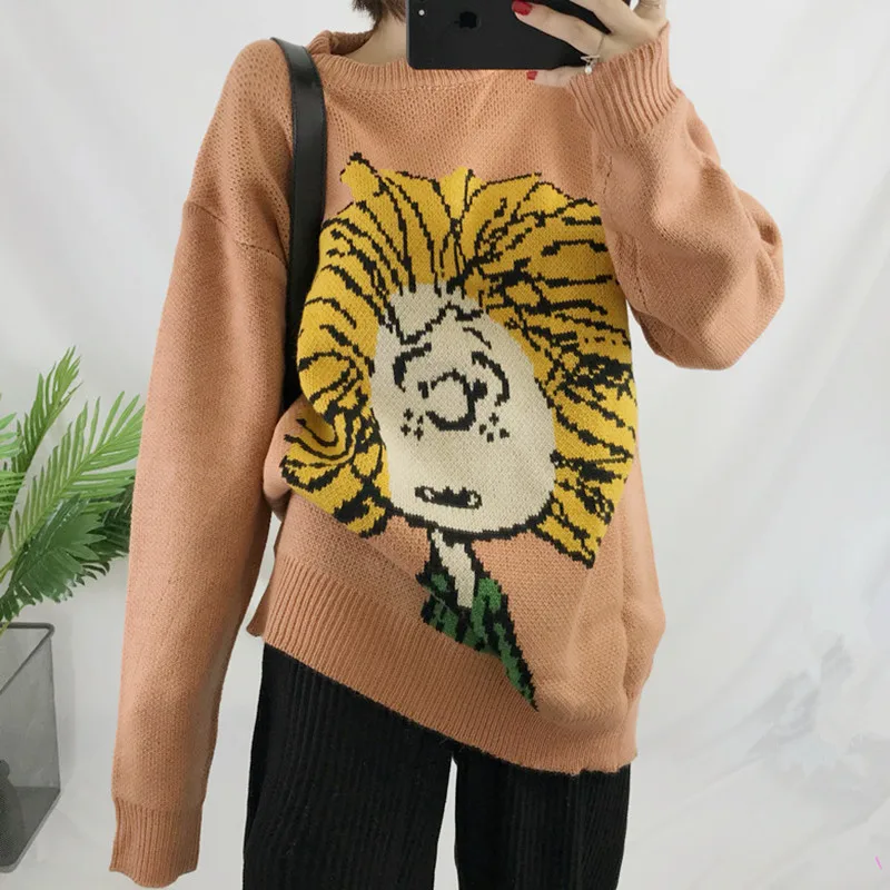Ленивый Oaf милый свитер с рисунком из мультфильма для женщин Осень-зима корейская