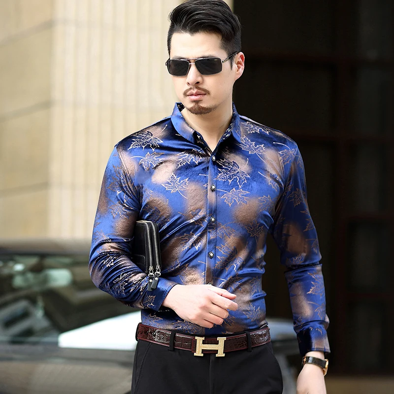 Мужская бархатная рубашка с длинным рукавом весна осень|long sleeve dress shirts|dress shirtmens