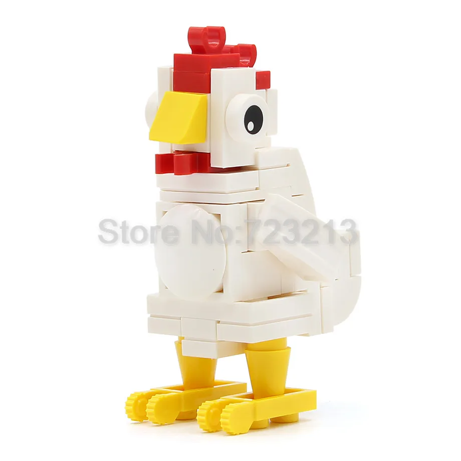 12 шт./лот животные тигр панда единорог курица MOC rhocero корова пингвин модель