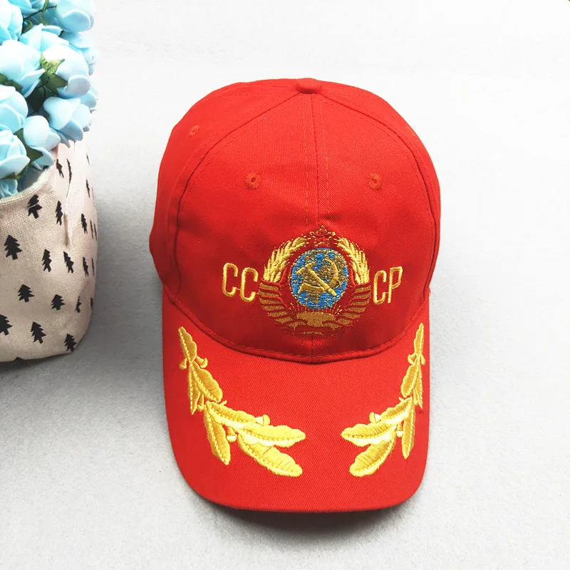 Бейсбол Кепки CCCP СССР русский Стиль унисекс черного и красного цвета из хлопка с