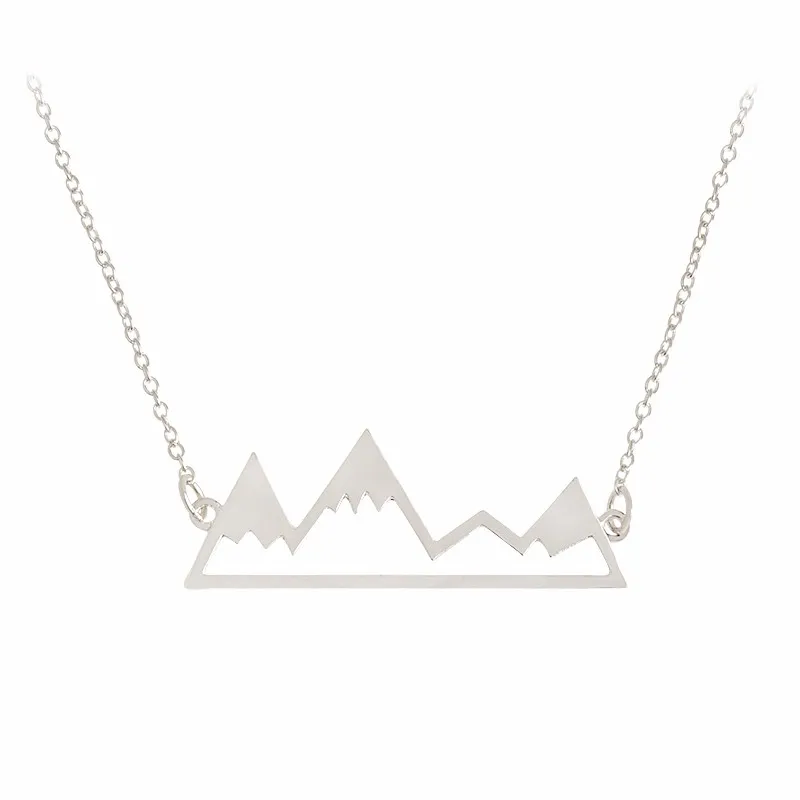 mountain silver Qihe ювелирные изделия горный ожерелье карта мира ожерелье хребта ювелирных изделий туристы восхождение lover Подарки минималистский ювелирные изделия - Metal Color: mountain silver