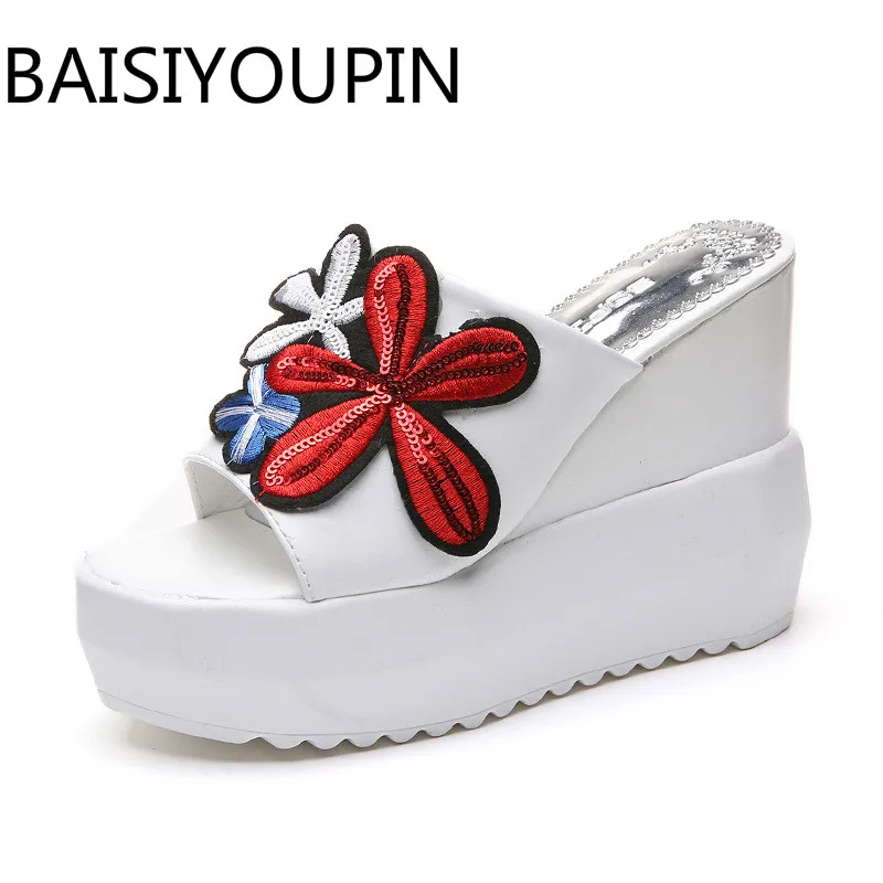 

Thick Bottom Slope Women Slippers Female New Leisure Platform Muffin Drag Super High Heel Wedge Sandals Women's Shoes