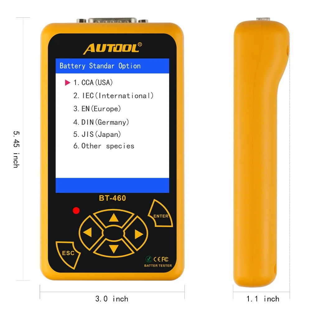 AUTOOL BT460 12V автомобили 24V сверхмощный тестер батареи свинцово-кислотный гелевый Аккумулятор AGM анализатор клеток 4 ''TFT цветной дисплей