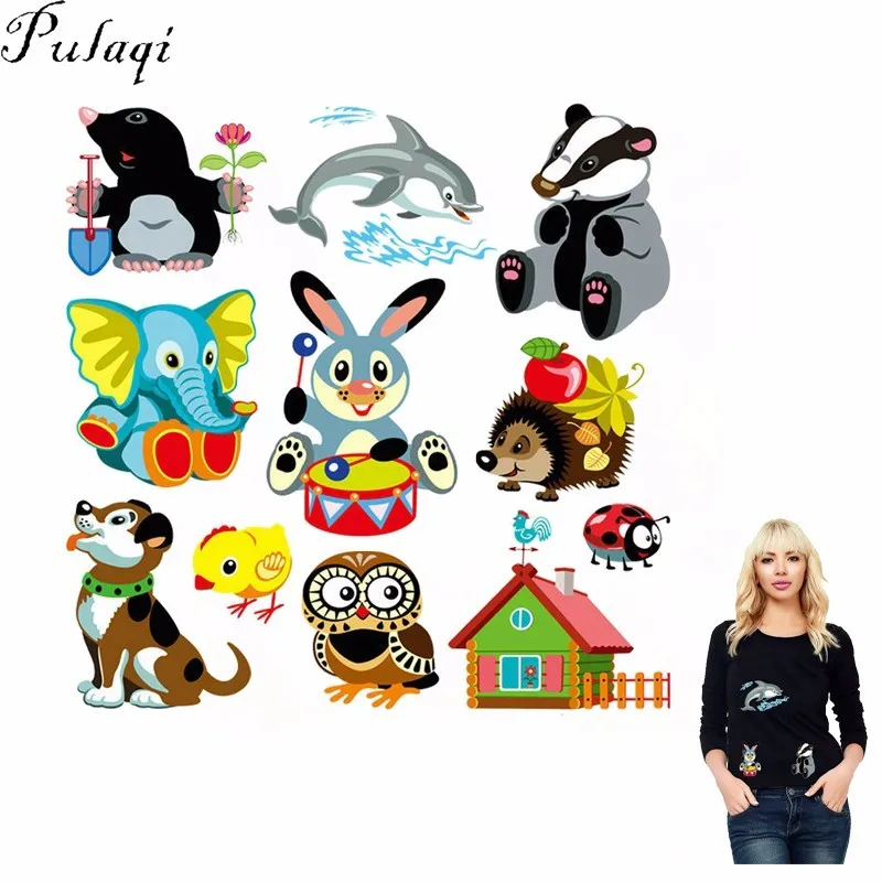 Pulaqi 9 шт. Мультяшные животные Железный На теплопередаче Vinly Dolphin заплатки с