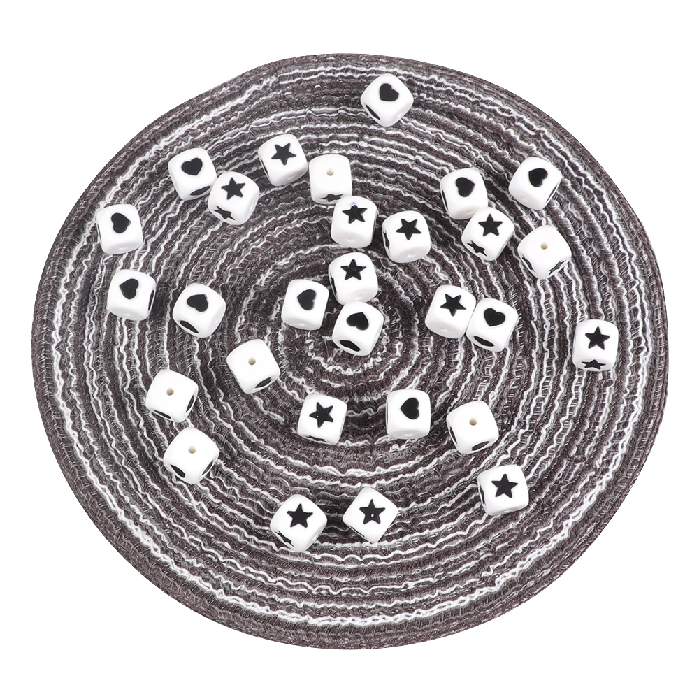 10 шт. силиконовые бусины в форме сердца и звезды 12 мм