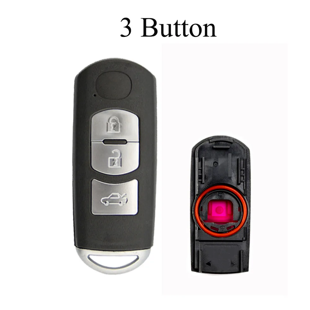 3 Button Set OkeyTech Smart Key Card Shell Fob Cover for Mazda 3 6 CX-5 CX-3 Axela Atenza Red Battery Clip with Emergency Insert Blank Blade - Цвет: 3 Button Set