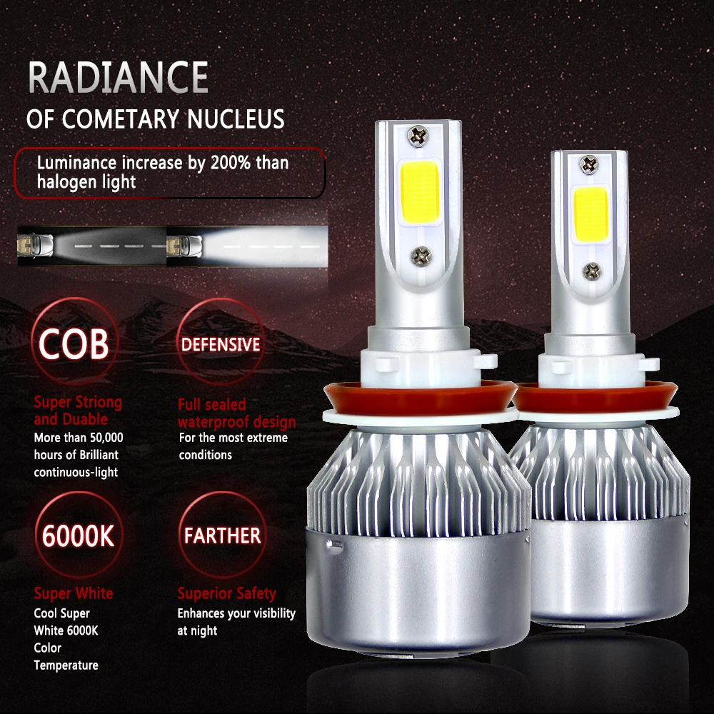 2 шт. автомобисветильник фары H1 H7 H11 9005 9006 H3 C6 110|Передние LED-фары для авто| |