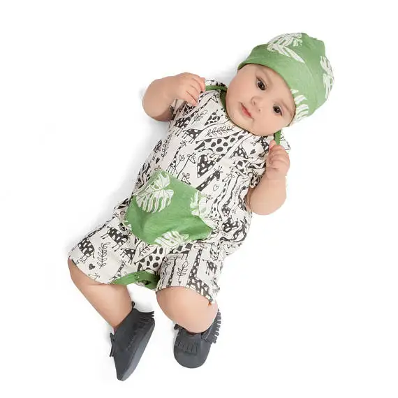 2019 новая хлопковая одежда для малышей с короткими рукавами Олень Печать