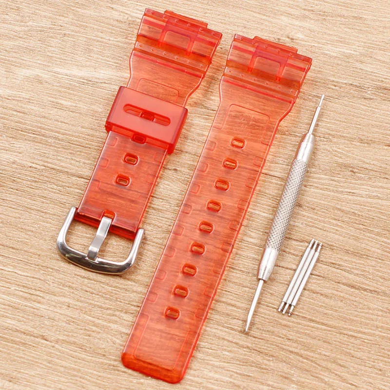 red Аксессуары для часов Casio baby-g прозрачный ремешок BA-110/111/112/BGA-130 полимерный женский ремешок - Цвет ремешка: red