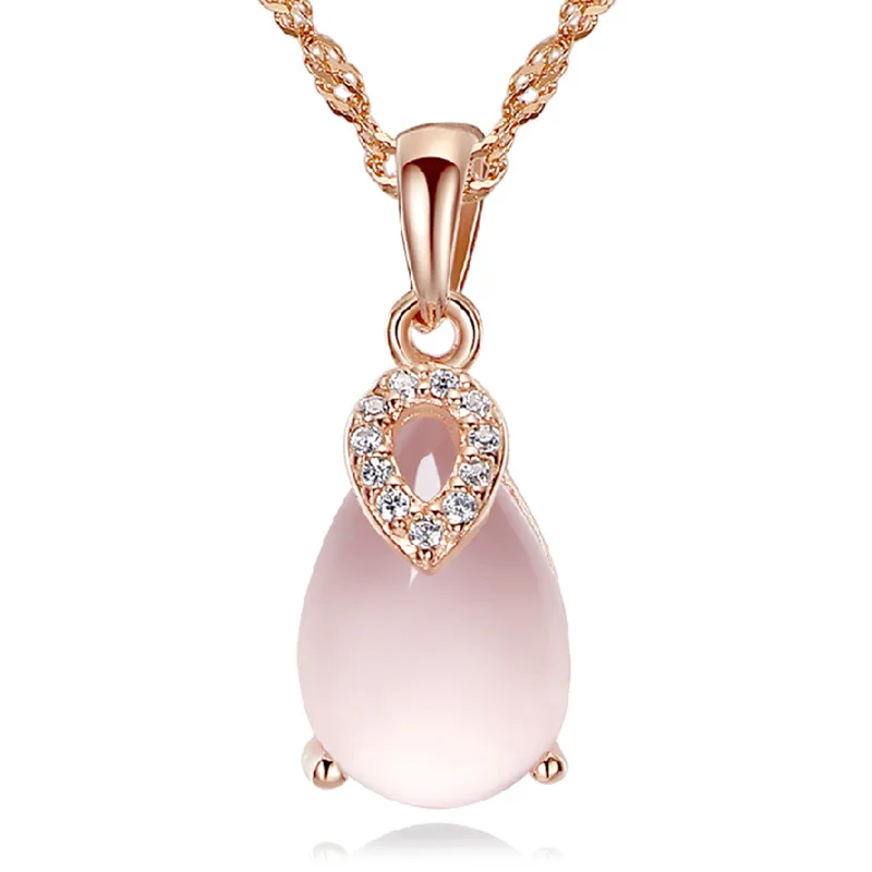 

100% 925 sterling silver hot sell shiny crystal opal stone ladies'pendant necklaces short chain jewelry birthday gift wholesale