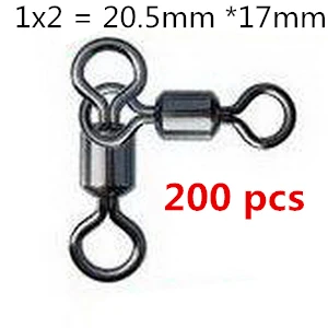 200xSize1-2 200 шт. 3-Way рыболовные Вертлюги соединитель медный сплав рыболовные тройные Вертлюги соединитель различные размеры рыболовные снасти Вертлюг - Цвет: 200xSize1-2