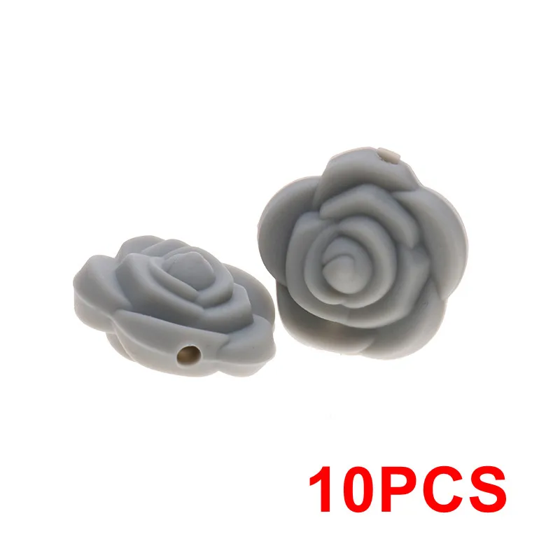 86 Light Gray Мини-цветок 10 шт. силиконовые розовые бусины BPA свободные слингобусы DIY младенческие кусающие игрушки с пустышками цепи пищевой - Цвет: 86 Light Gray