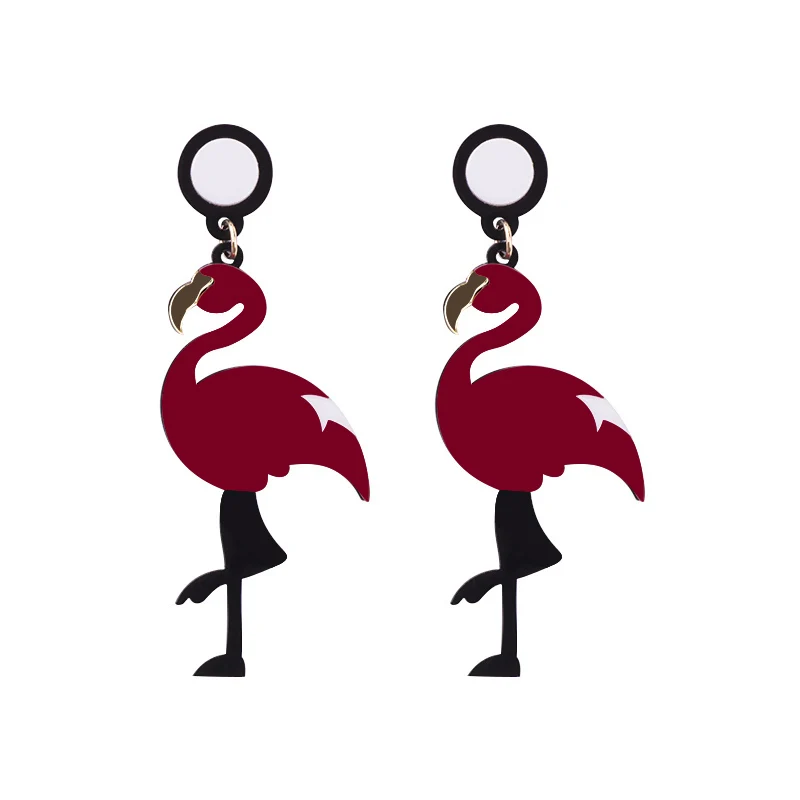 GuanLong Смола ремесло милые серьги в форме Фламинго Bijoux Ювелирные изделия для